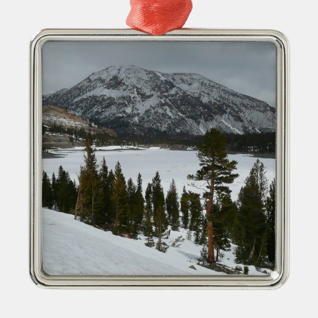 Ornamento De Metal Snowy Ellery Lake California - Paisagem de inverno (Frente)