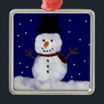 Ornamento De Metal Snowy, o Ornament de Snowman<br><div class="desc">Um bonitinho bonitinho para iluminar as férias!</div>