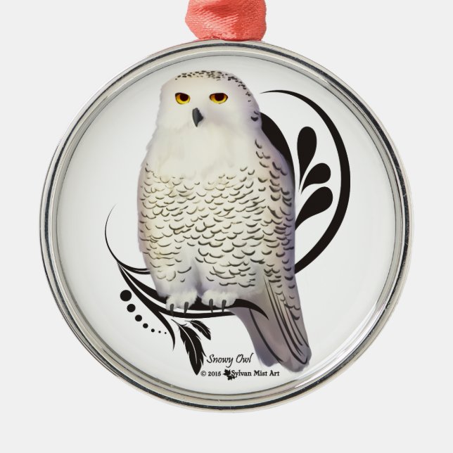 Ornamento De Metal Snowy Owl (Frente)