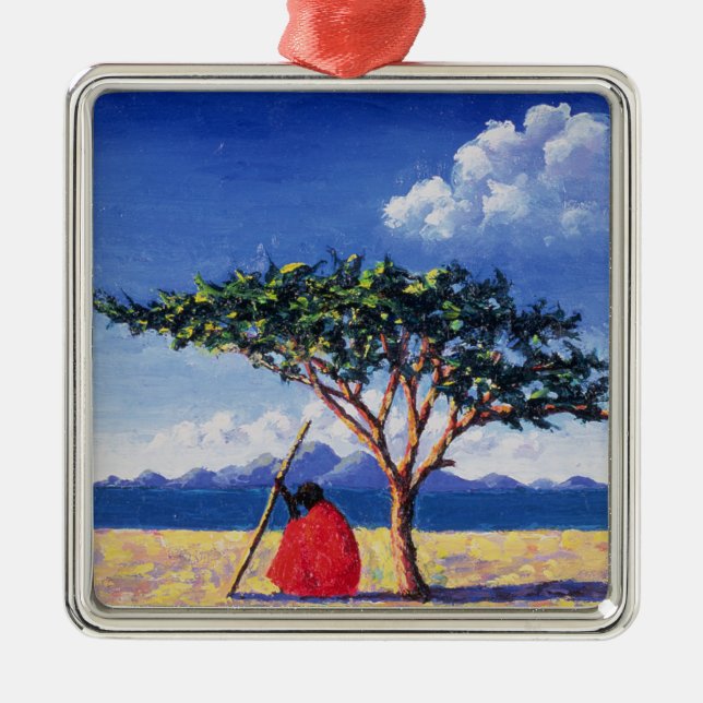 Ornamento De Metal Sob a árvore 1991 da acácia (Frente)