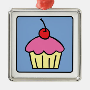 Ornamento De Metal Sobremesa da cereja do glacé do cupcake do clipart