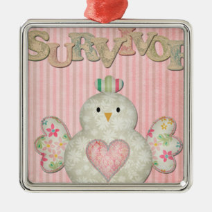 Ornamento De Metal sobrevivente rosa frango