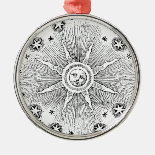 Ornamento De Metal Sol Estrelas Antigo Céu Noturno Zodíaco Medieval