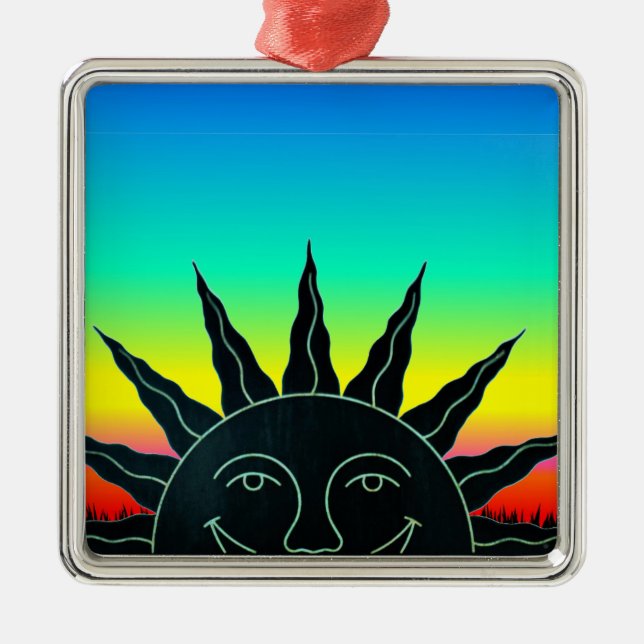 Ornamento De Metal Sol sorridente (Frente)