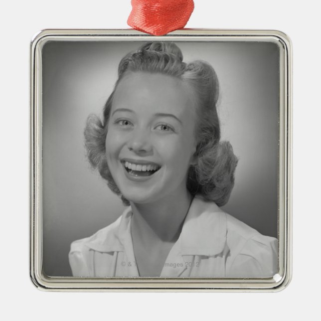 Ornamento De Metal Sorriso da mulher (Frente)