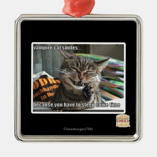 Ornamento De Metal sorrisos de gato vampiro (Frente)