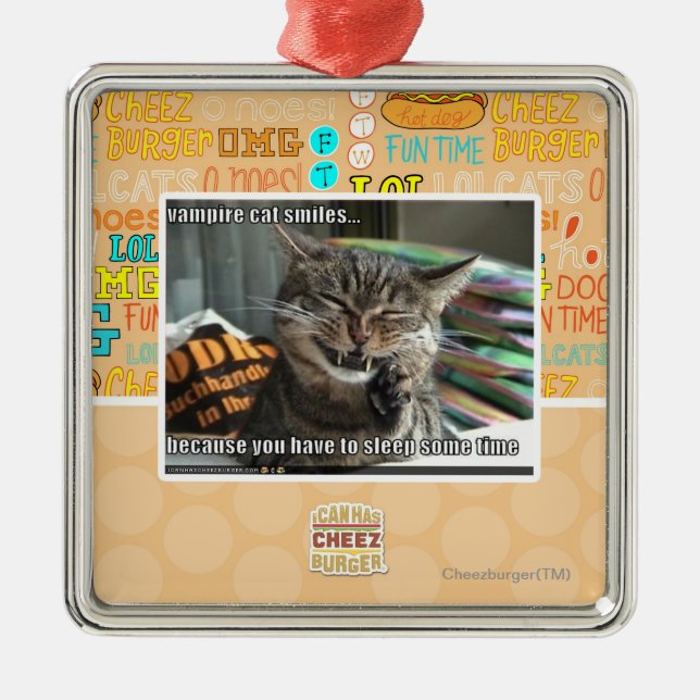 Ornamento De Metal sorrisos do gato do vampiro (Frente)