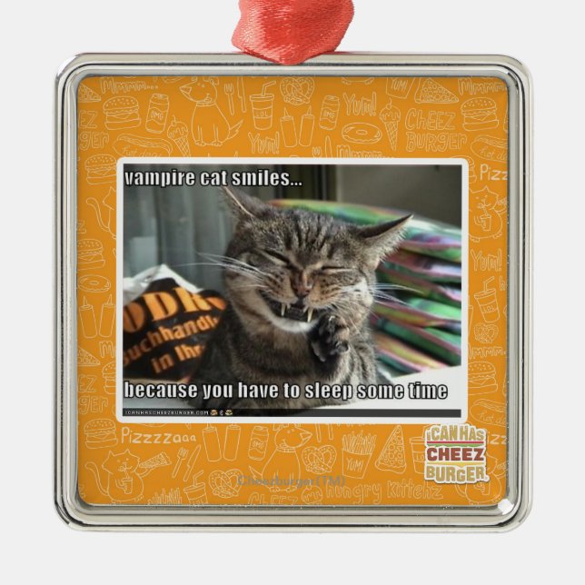 Ornamento De Metal sorrisos do gato do vampiro (Frente)