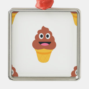 Ornamento De Metal sorvete cone poo emoji