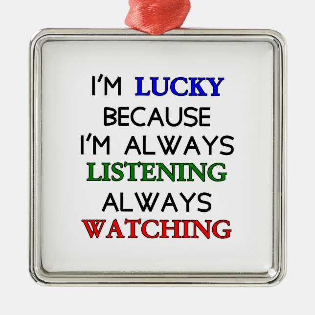 Ornamento De Metal Sou sortudo (Frente)