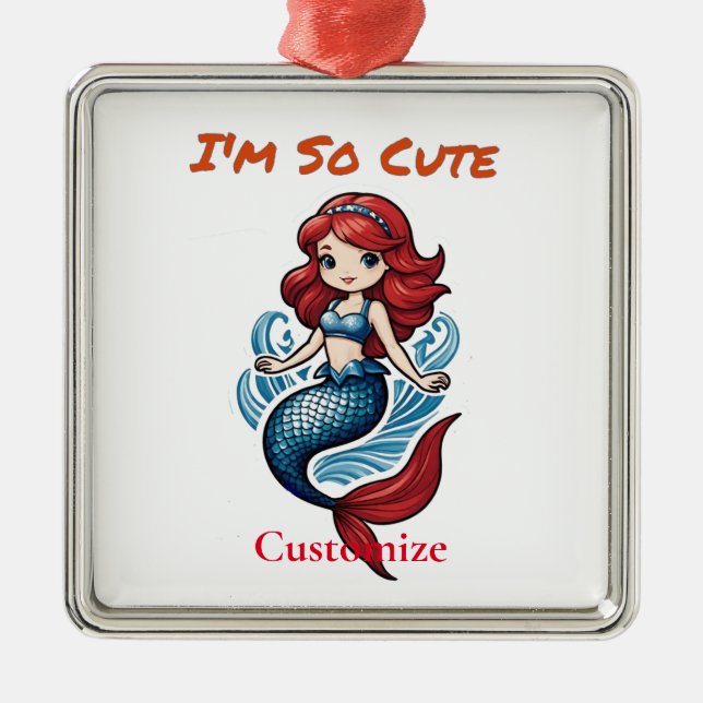 Ornamento De Metal Sou tão fofa Sereia Thunder_Cove (Frente)