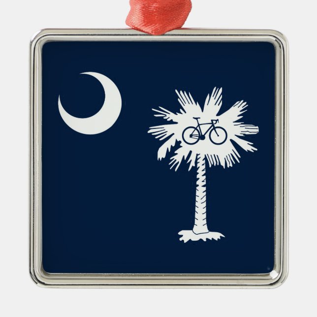 Ornamento De Metal South Carolina Flag Palm Tree Bike (Frente)