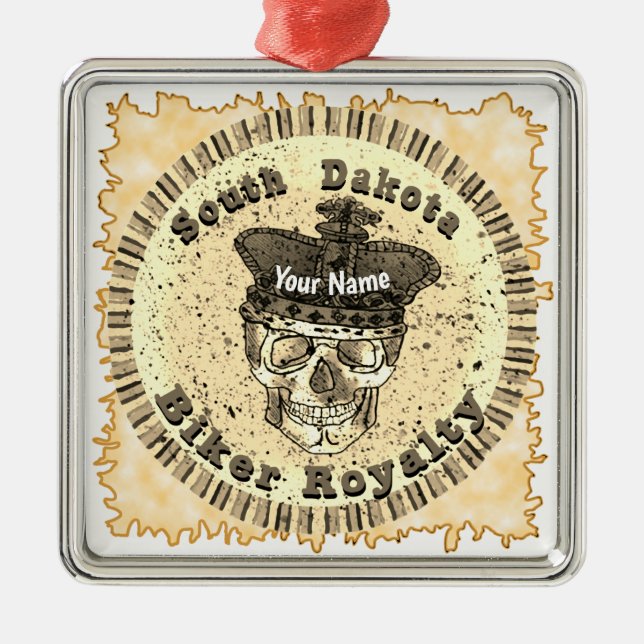 Ornamento De Metal South Dakota Biker  (Frente)