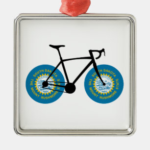 Ornamento De Metal South Dakota Flag Cycling