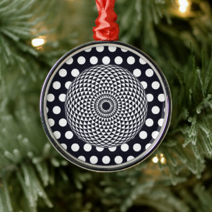Ornamento De Metal Spiritual Black White Mandala Geometric Art