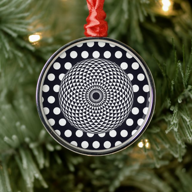 Ornamento De Metal Spiritual Black White Mandala Geometric Art (Árvore)
