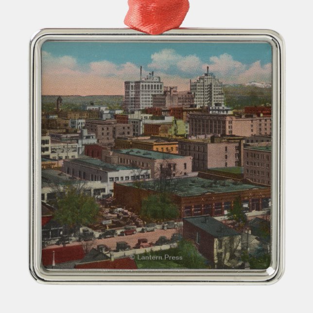 Ornamento De Metal Spokane, WA - opinião da skyline do centro (Frente)