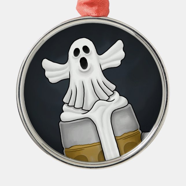 Ornamento De Metal Spooky Halloween Ghost (Frente)
