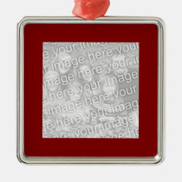Ornamento De Metal Square Maroon Border Photo