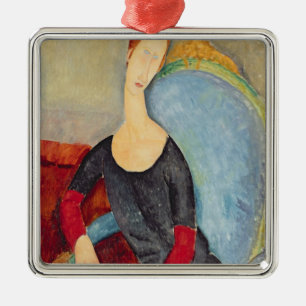Ornamento De Metal Sra. Hebuterne em uma Cadeira azul, 1918