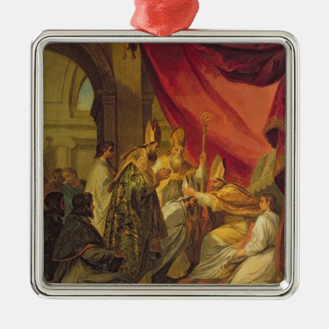 Ornamento De Metal St Augustine ordenou como o Bishop (Frente)