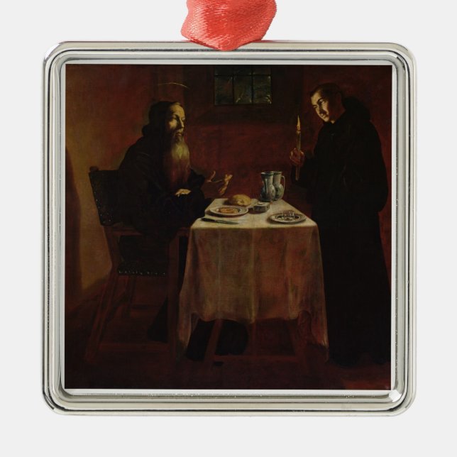 Ornamento De Metal St. Benedict que abençoa St. Maur (Frente)