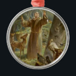 Ornamento De Metal St Francis de Assisi cercou por animais<br><div class="desc">St Francis de Assisi que Preaching aos animais - Hans Stubenrauch</div>