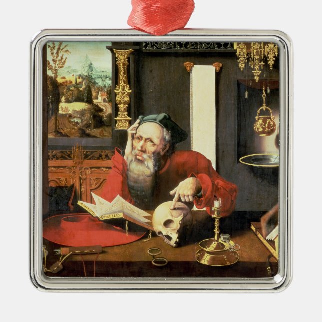 Ornamento De Metal St Jerome em seu estudo (Frente)
