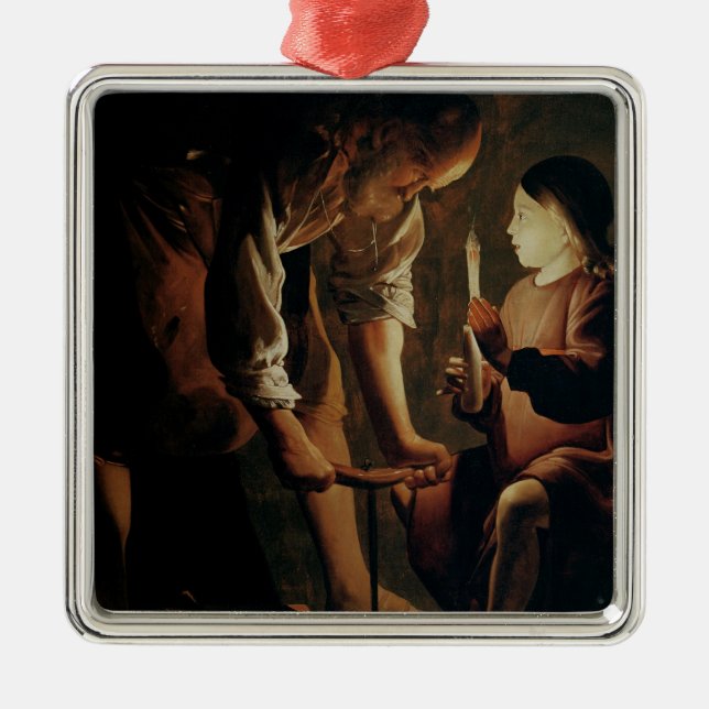 Ornamento De Metal St Joseph, carpinteiro (Frente)