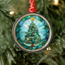 Ornamento De Metal Stained Glass Look Christmas Tree & Star Holiday