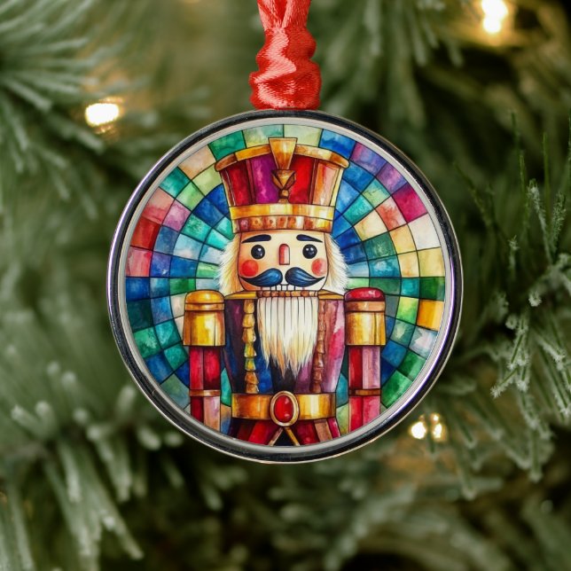 Ornamento De Metal Stained Glass Nutcracker Personalized Christmas (Árvore)