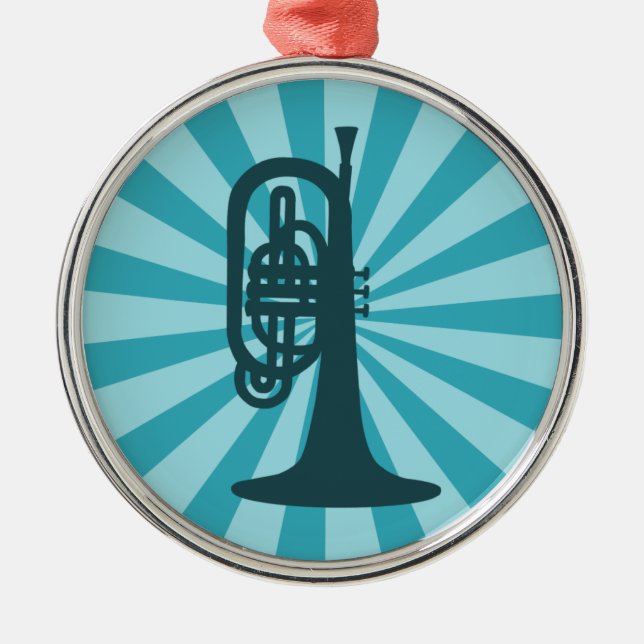 Ornamento De Metal Starburst Mellophone Clef Ornament (Frente)