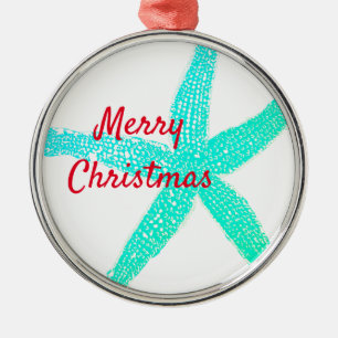 Ornamento De Metal Starfish Padrões Vermelho Azul Verde Feliz Natal