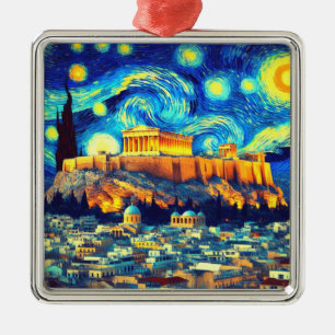 Ornamento De Metal Starry Night Acropolis Athens Grécia