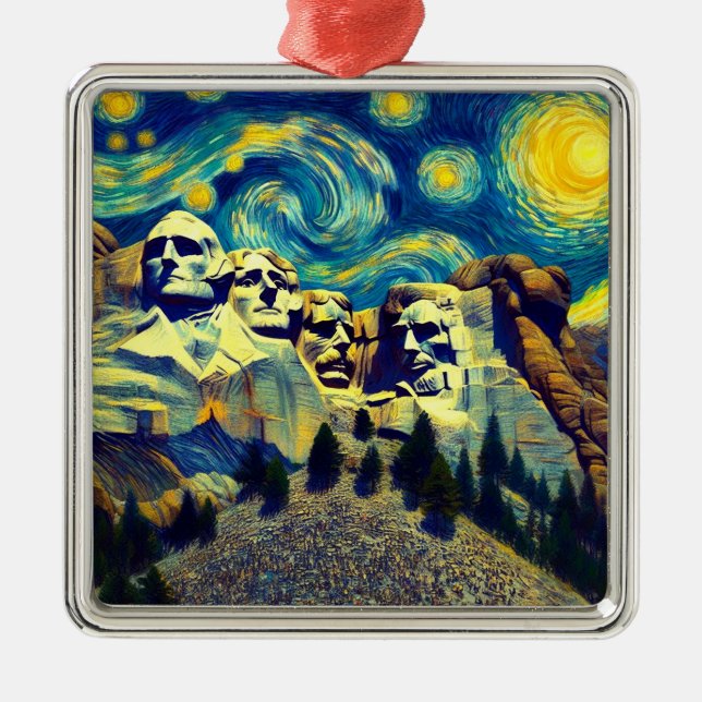Ornamento De Metal Starry Night Mt. Rushmore South Dakota (Frente)