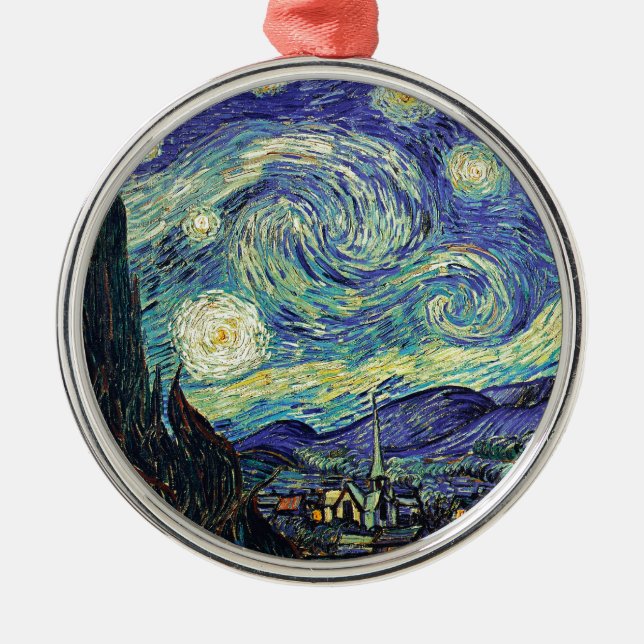 Ornamento De Metal Starry Night por van Gogh (Frente)