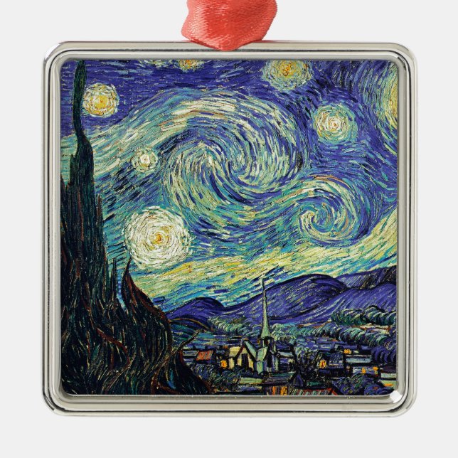 Ornamento De Metal Starry Night por van Gogh (Frente)