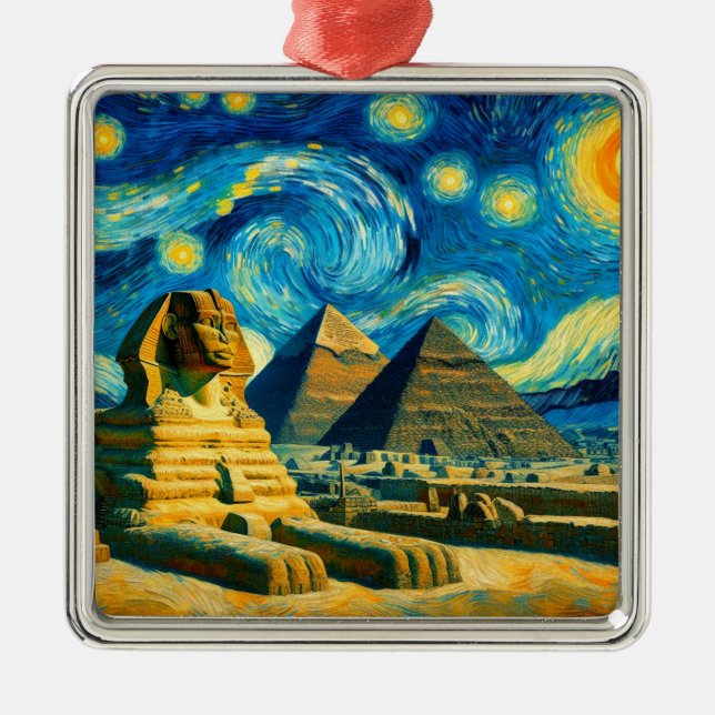 Ornamento De Metal Starry Night Pyramids Sphinx Egito (Frente)