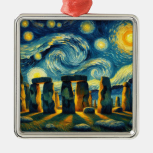 Ornamento De Metal Starry Night Stonehenge