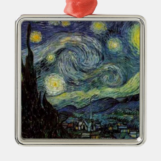 Ornamento De Metal Starry Night - van Gogh (Frente)