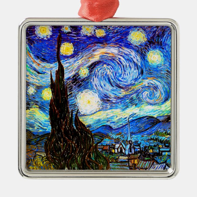 Ornamento De Metal Starry Night Van Gogh Fine Art (Frente)