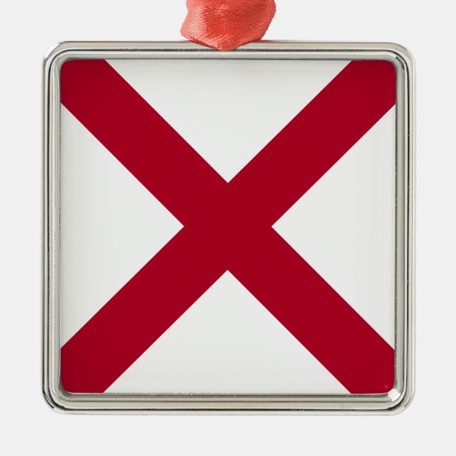 Ornamento De Metal State Flag Alabama, St Andrew Crimson Cross (Frente)