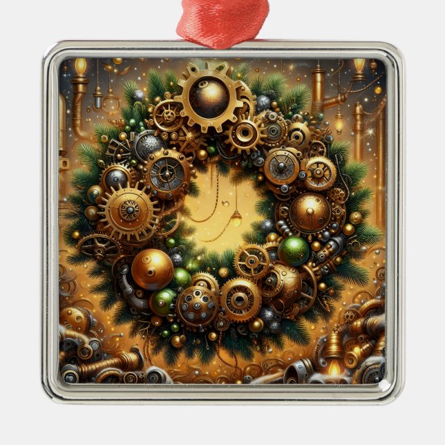 Ornamento De Metal Steampunk Christmas Ornament (Frente)