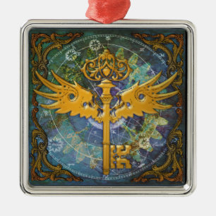 Ornamento De Metal Steampunk voou a chave