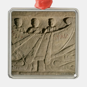Ornamento De Metal Stela que descreve um barco de enfileiramento