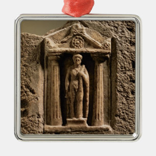 Ornamento De Metal Stele votiva do mármore e do arenito com figu