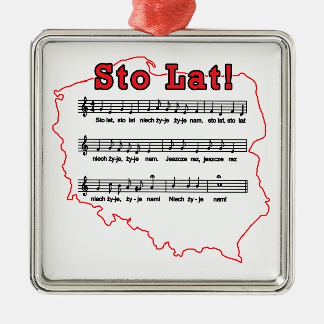 Ornamento De Metal Sto Lat! Mapa Polonês da Música (Frente)