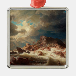 Ornamento De Metal Stormy Sea com um naufrágio (por Marcus Larson)