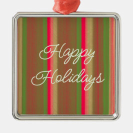 Ornamento De Metal Striped Painting Happy Holidays
