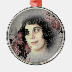 Ornamento De Metal Sua Foto Velha Chave E Rosas